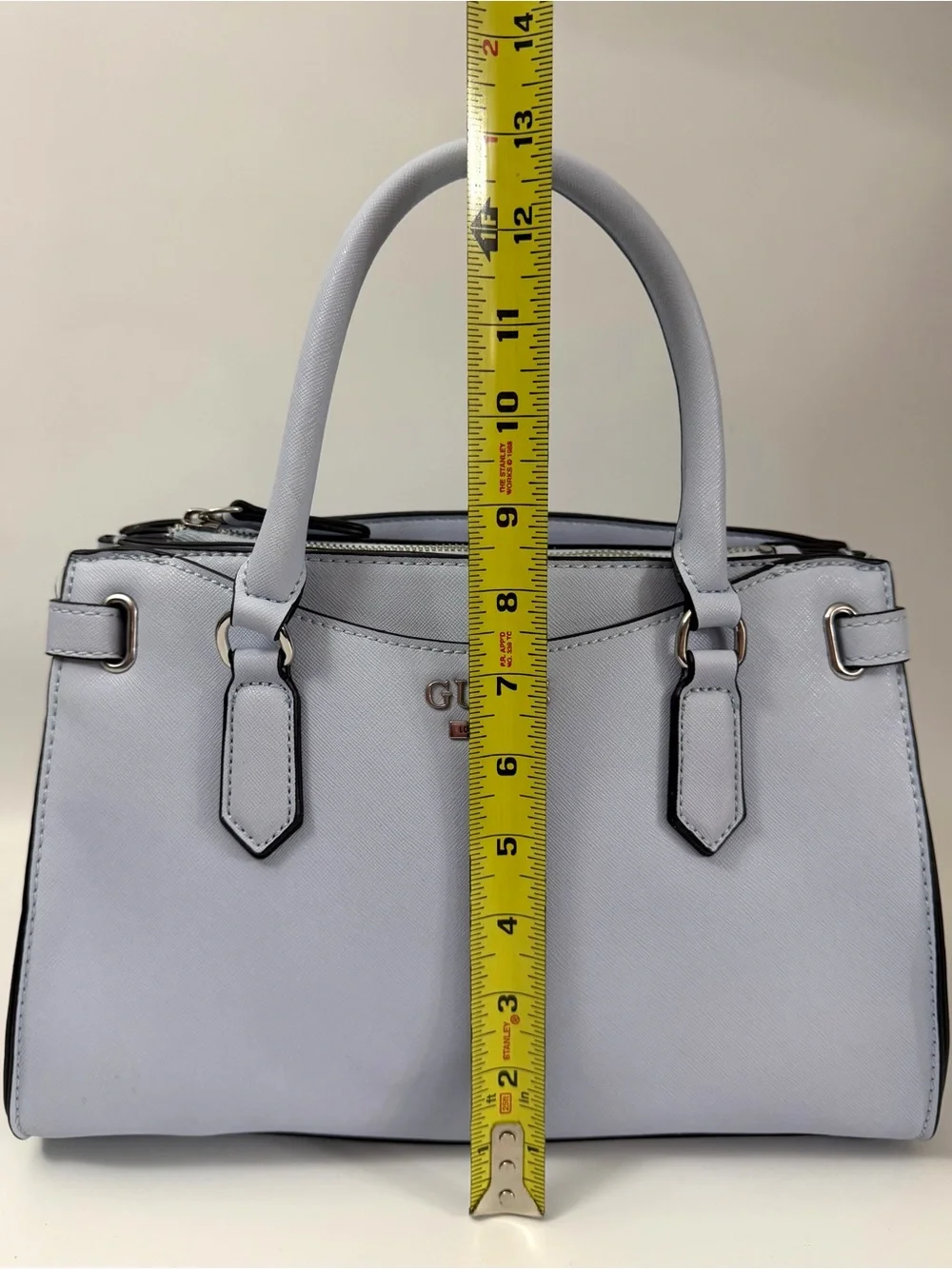 GUESS Satchel Handbag Light Blue Crossbody Purse w/ Wallet Zip Top Faux Leather